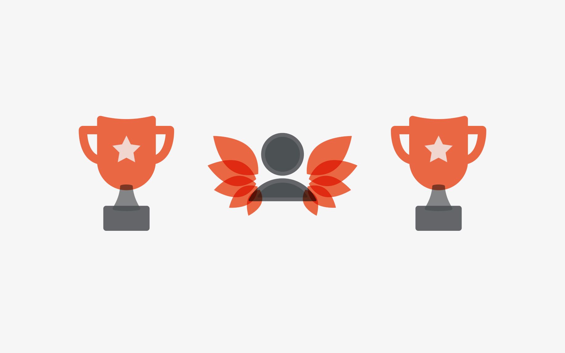 person with wings and two trophy cups