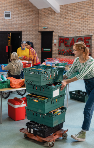 People working at a food bank