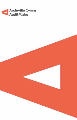 Clawr dogfen Archwilio Cymru gyda'i logo